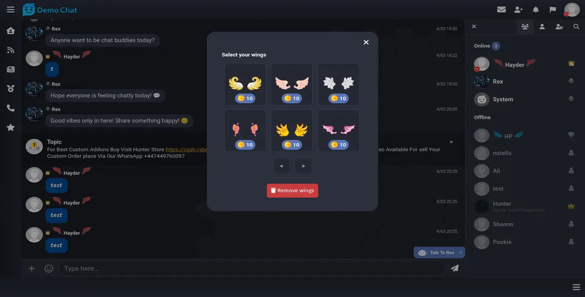 Username Wings For CodyChat