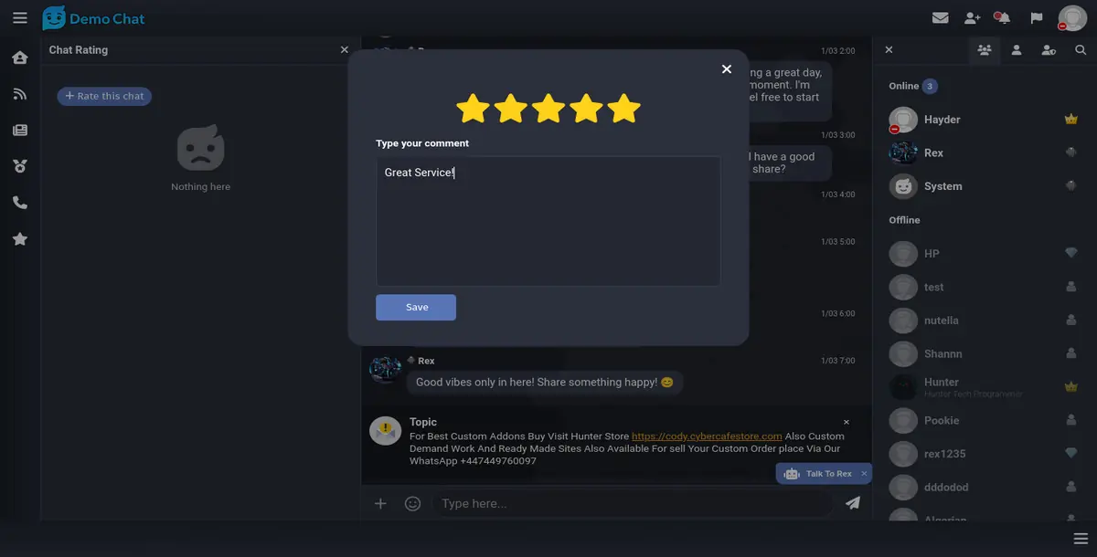 Chat Rating For CodyChat